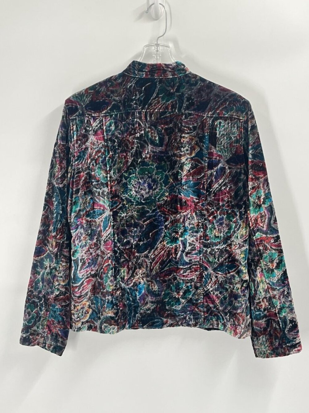 Chicos Silk Blend Velvet Floral Jacket M Boho Artsy Whimsigoth Dark Romantic - Picture 6 of 6